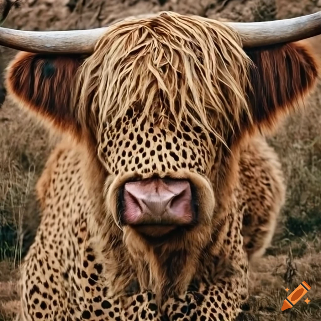 Highland cows with cheetah print on Craiyon