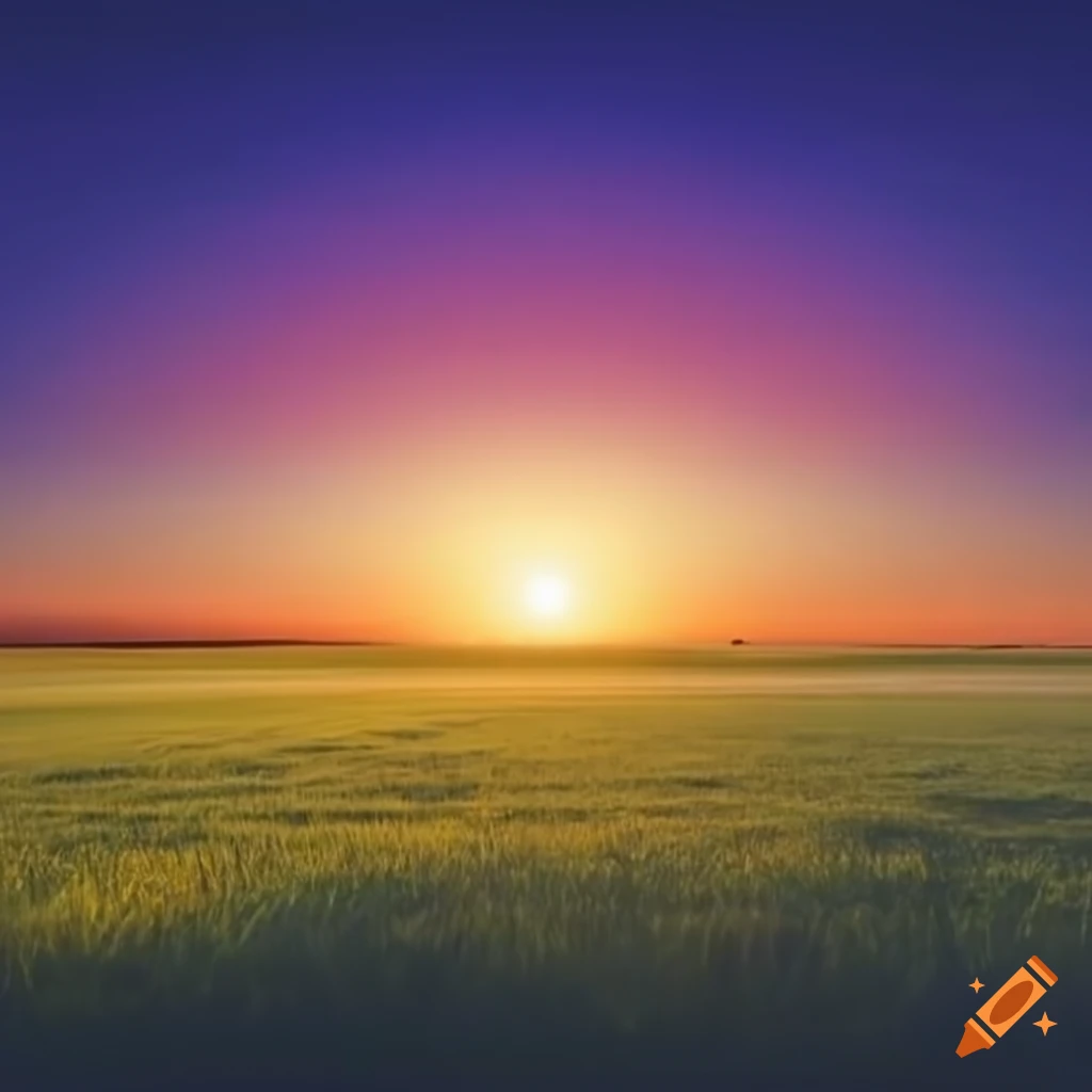 Sunrise over a vast grassy plain on Craiyon