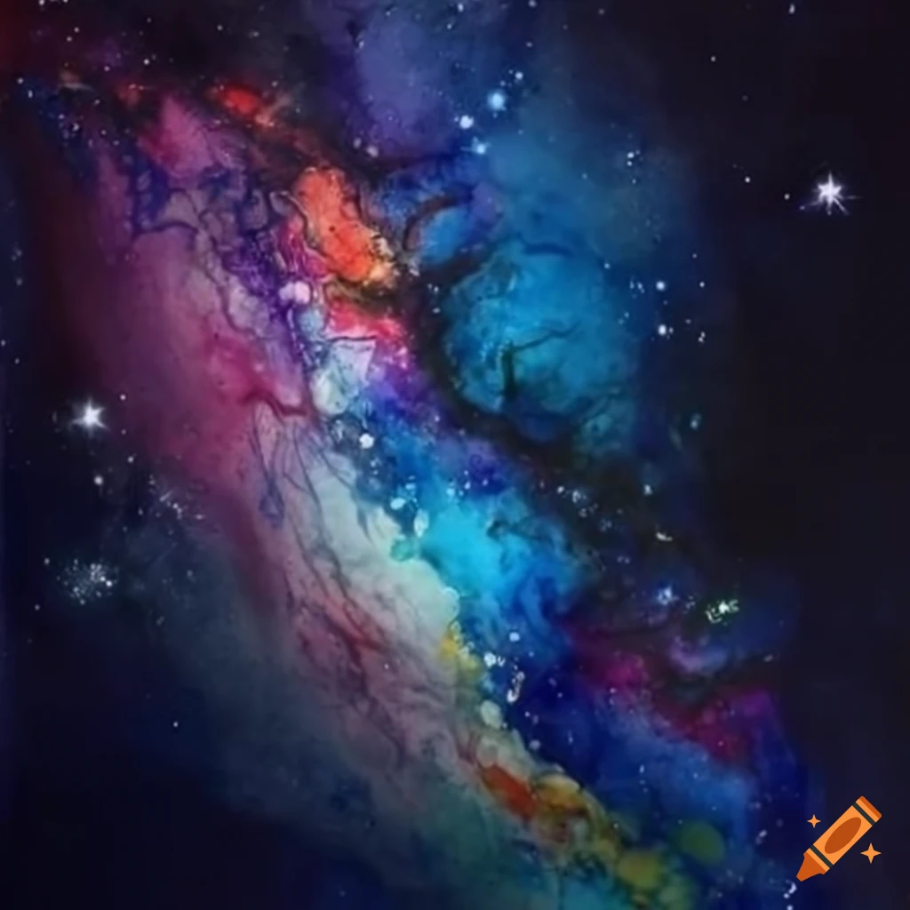 Watercolor painting of cerebellum cells in the milky way on Craiyon