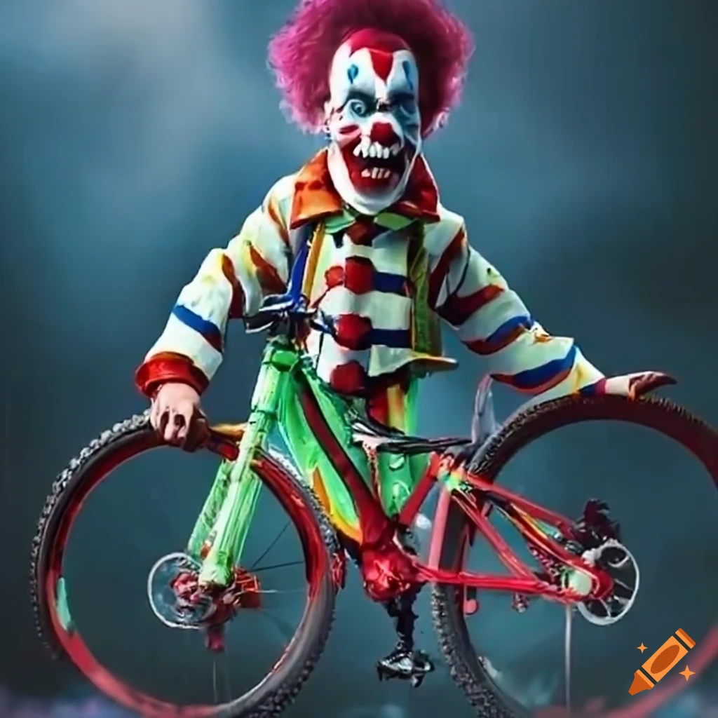 funny image of a clown on a mountain bike