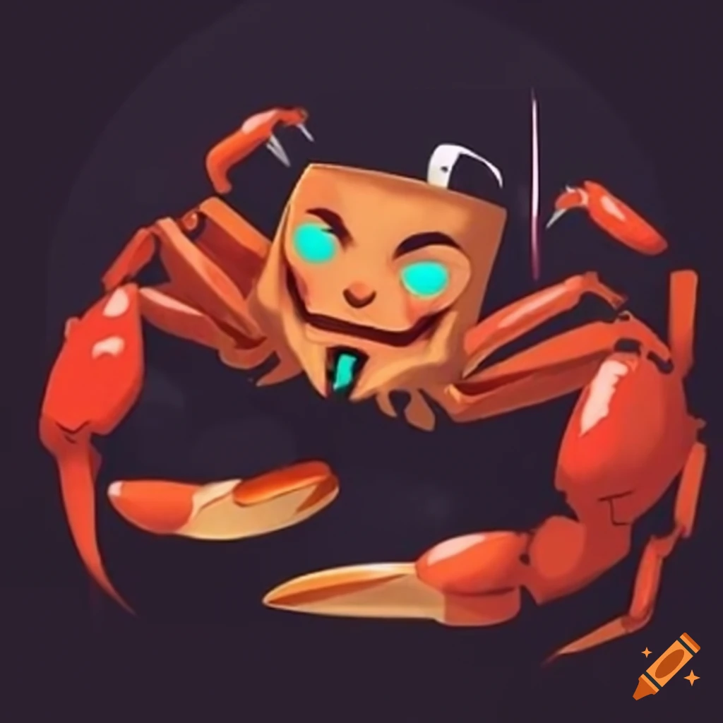 crab wearing a Guy Fawkes mask