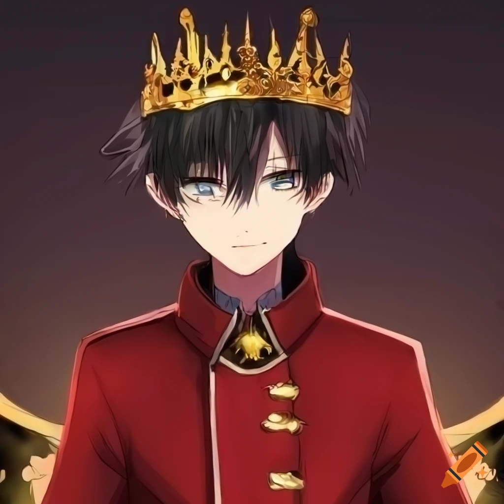 Anime boy, throne, crown, cape, books, Anime, HD phone wallpaper