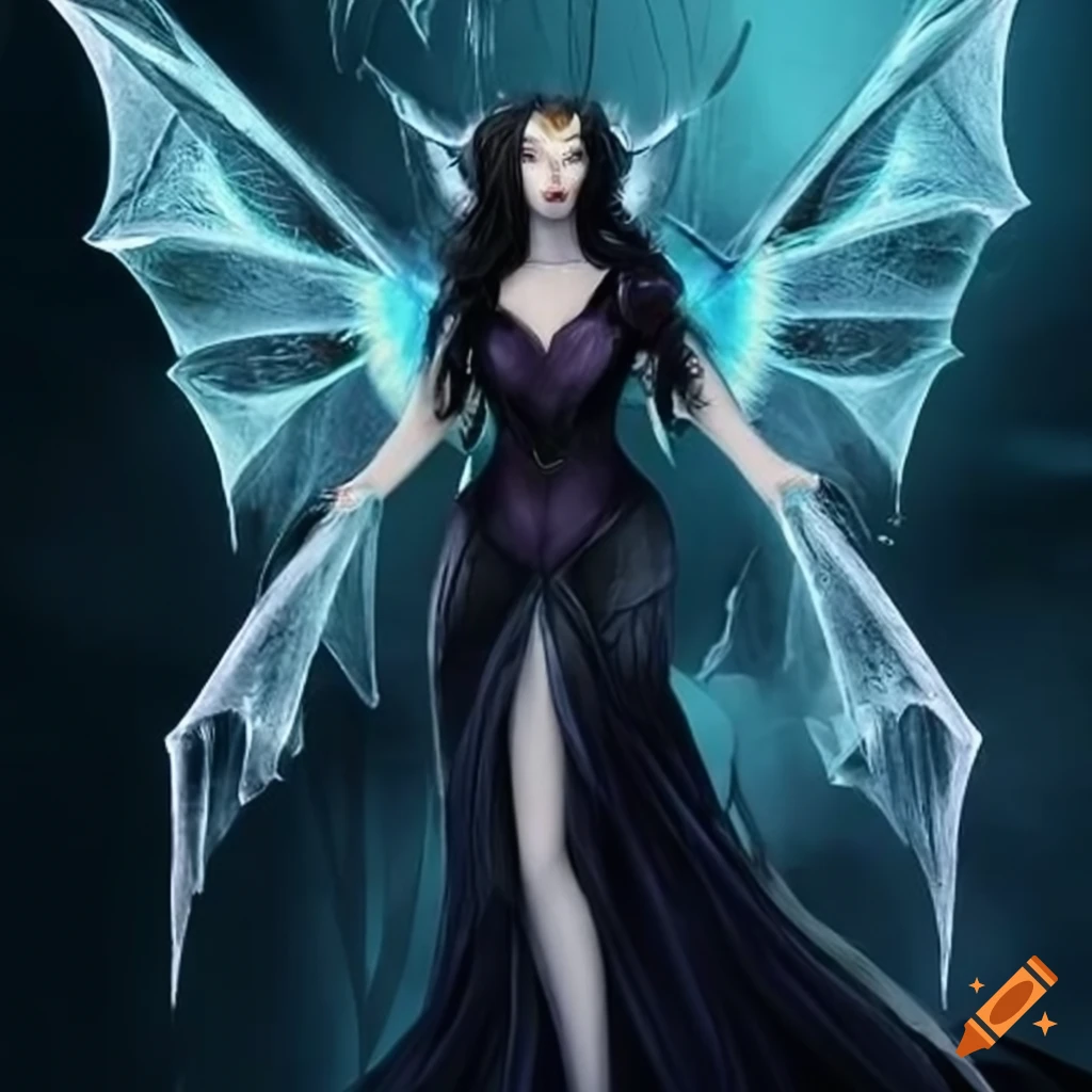 Illustration of a bat fairy queen on Craiyon