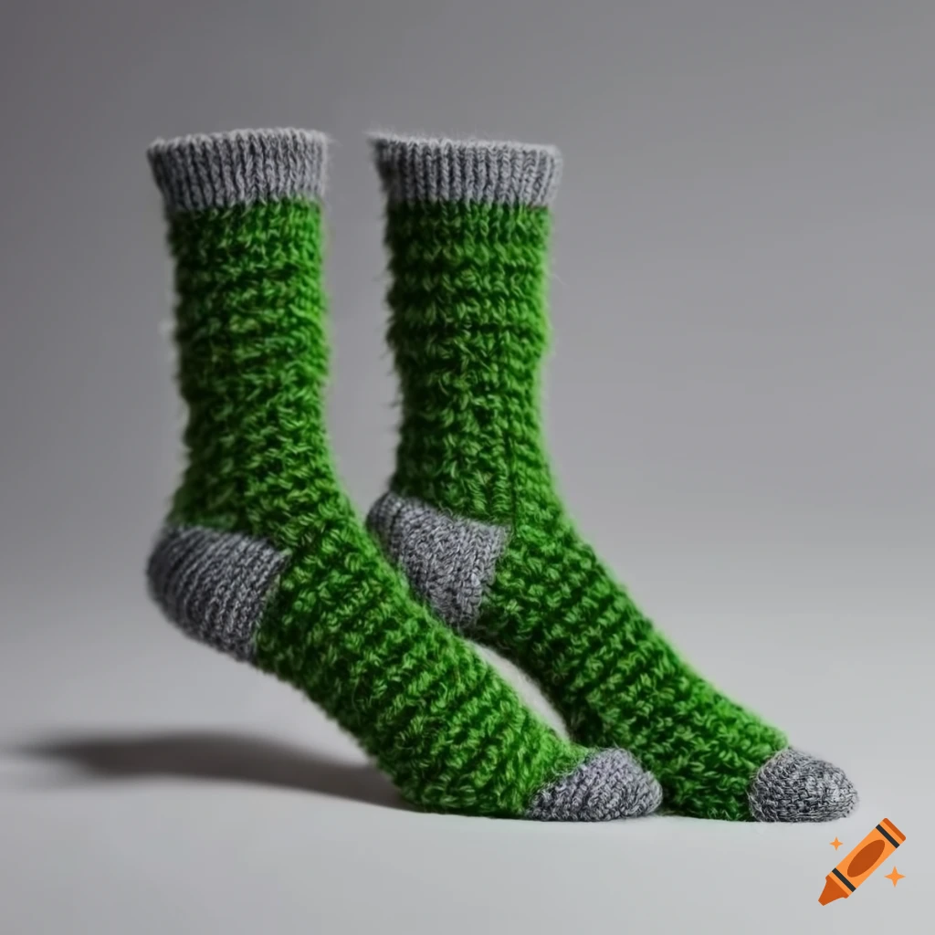 woolen socks in grey, black and green