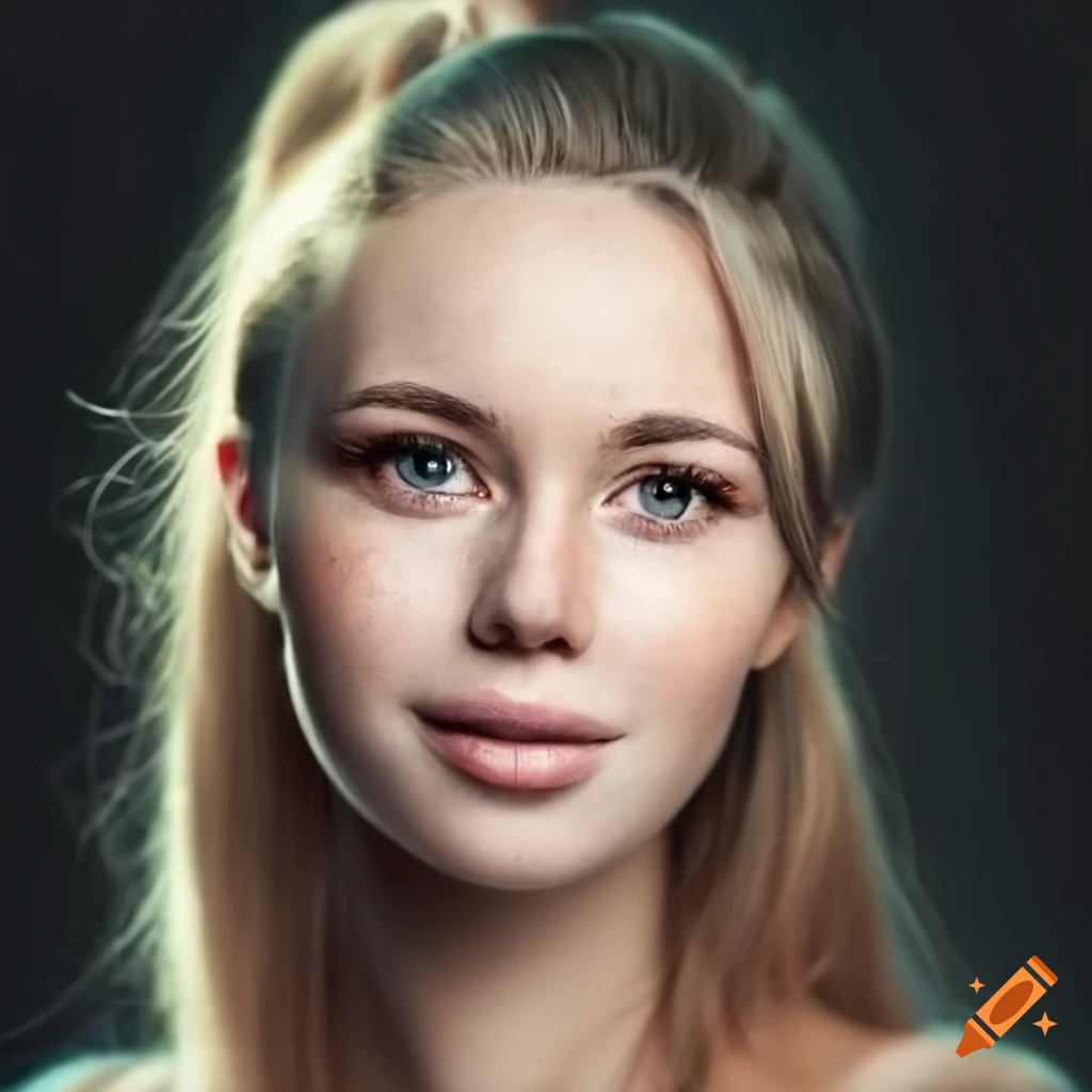portrait of a young woman with a beautiful smile and freckles