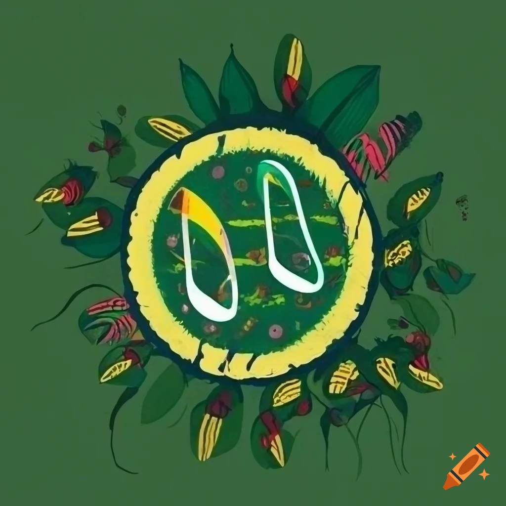 logo for a reggae music recording studio with plant decorations