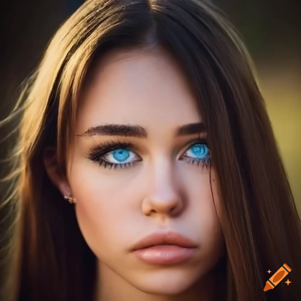 High-resolution portrait of a beautiful woman with blue eyes on Craiyon