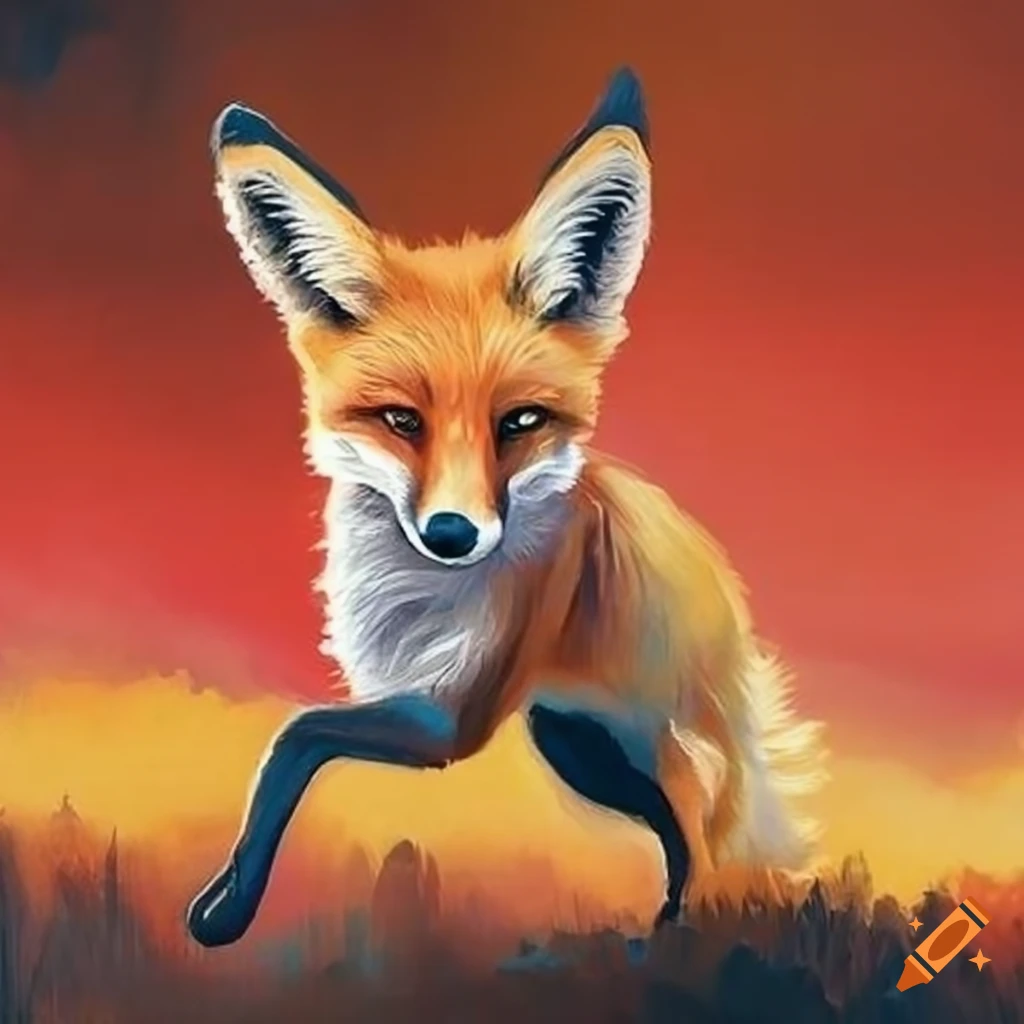 fox dancing in vibrant artwork