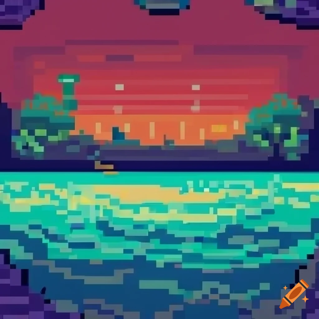 pixel art background with a summer theme