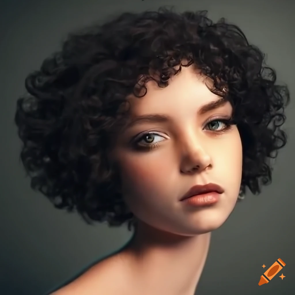 Realistic portrait of a woman with short curly hair on Craiyon