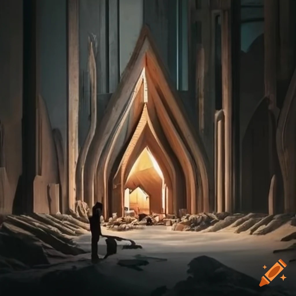 illusory sluicing architecture of a cathedral-like cabin