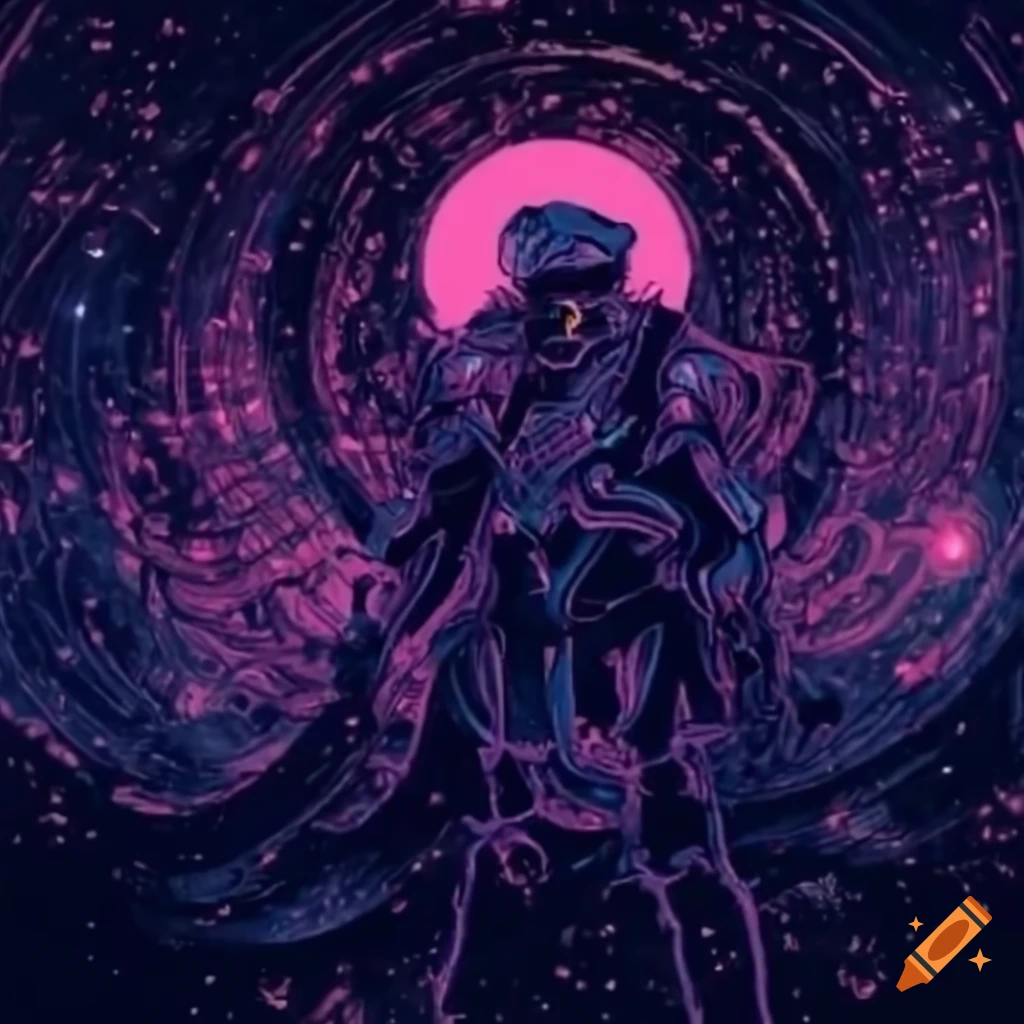 image of a majestic space knight in vibrant cosmic colors