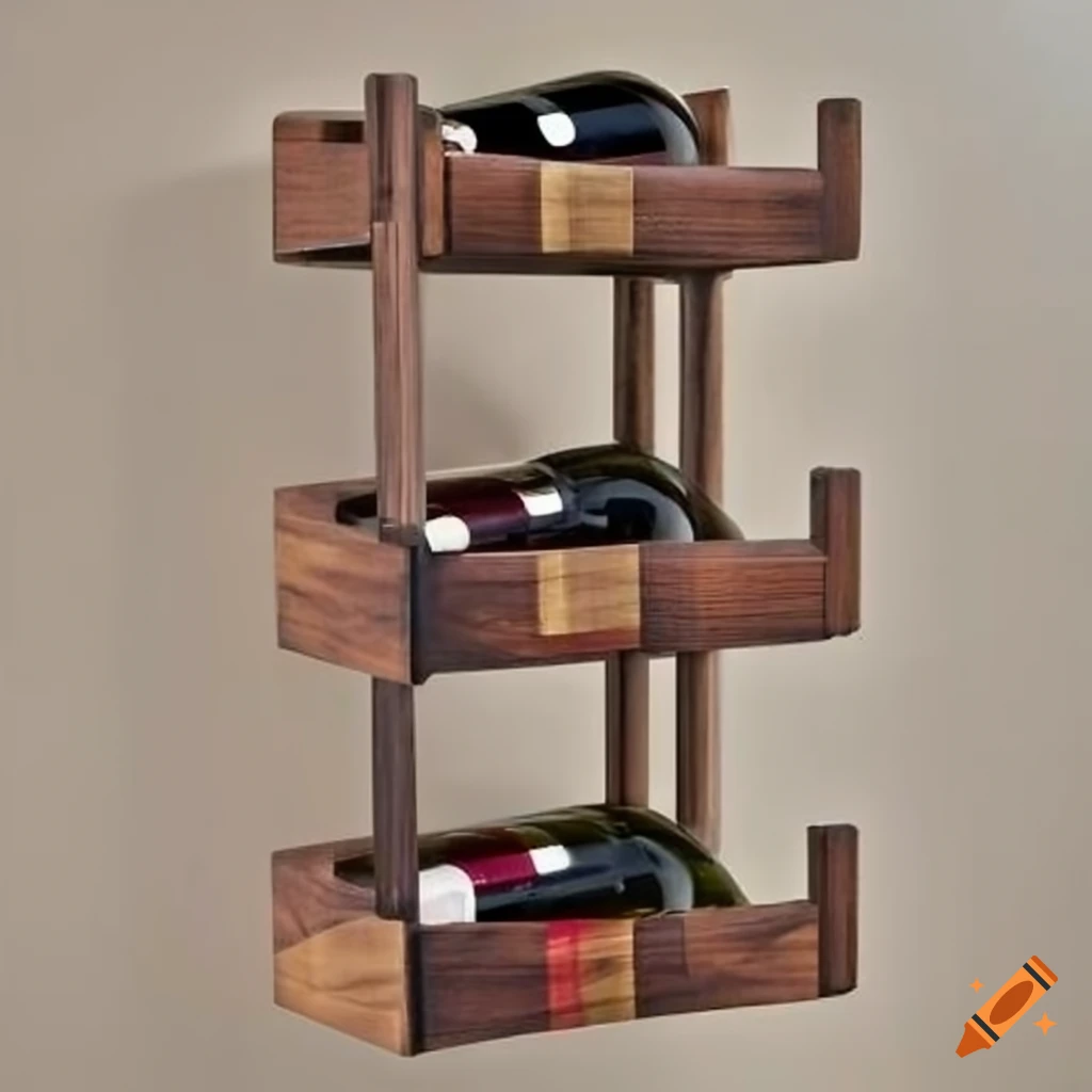 handcrafted walnut wood wine rack for your wall