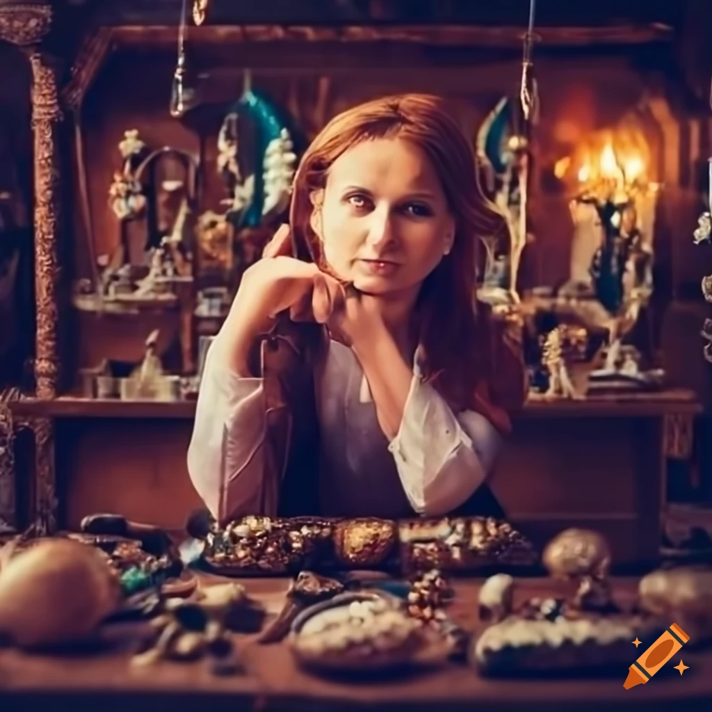 medieval gem shop with displayed jewels