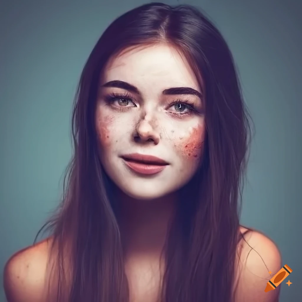 Portrait Of A Young Woman With Freckles And Dark Hair 3347