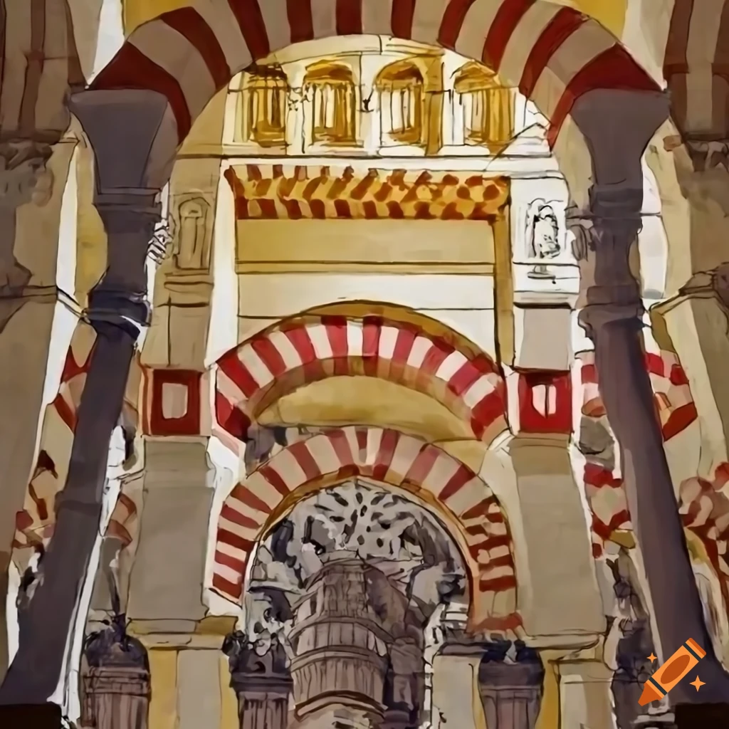dibujo de la Mezquita Catedral de Cordoba España
