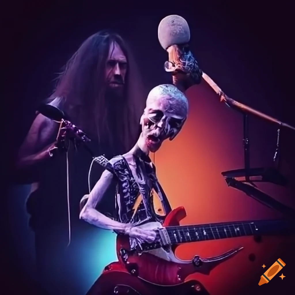 podcast show with fire and skulls