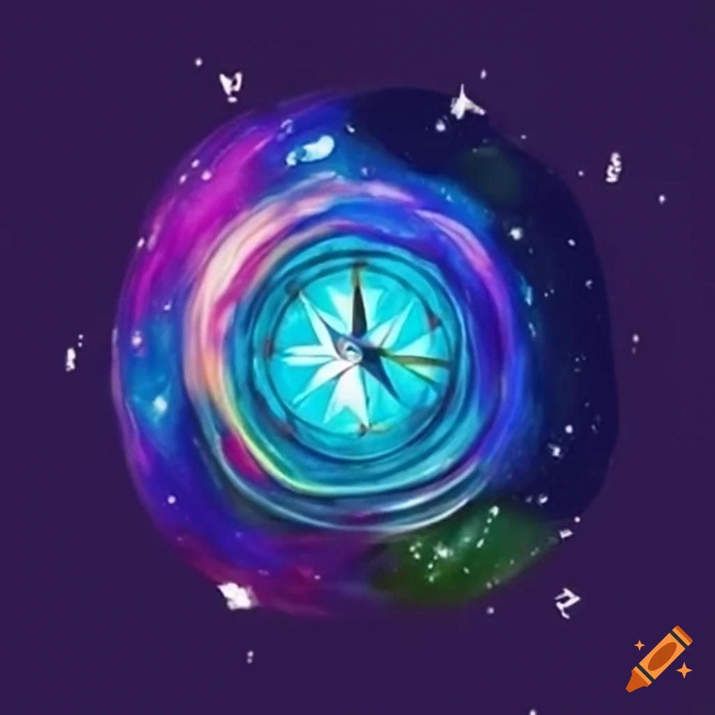 a compass pointing towards stars