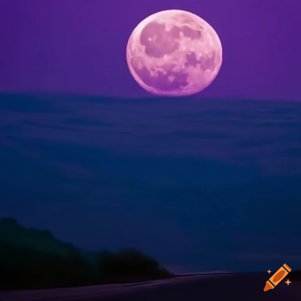 Purple moon above a desert road