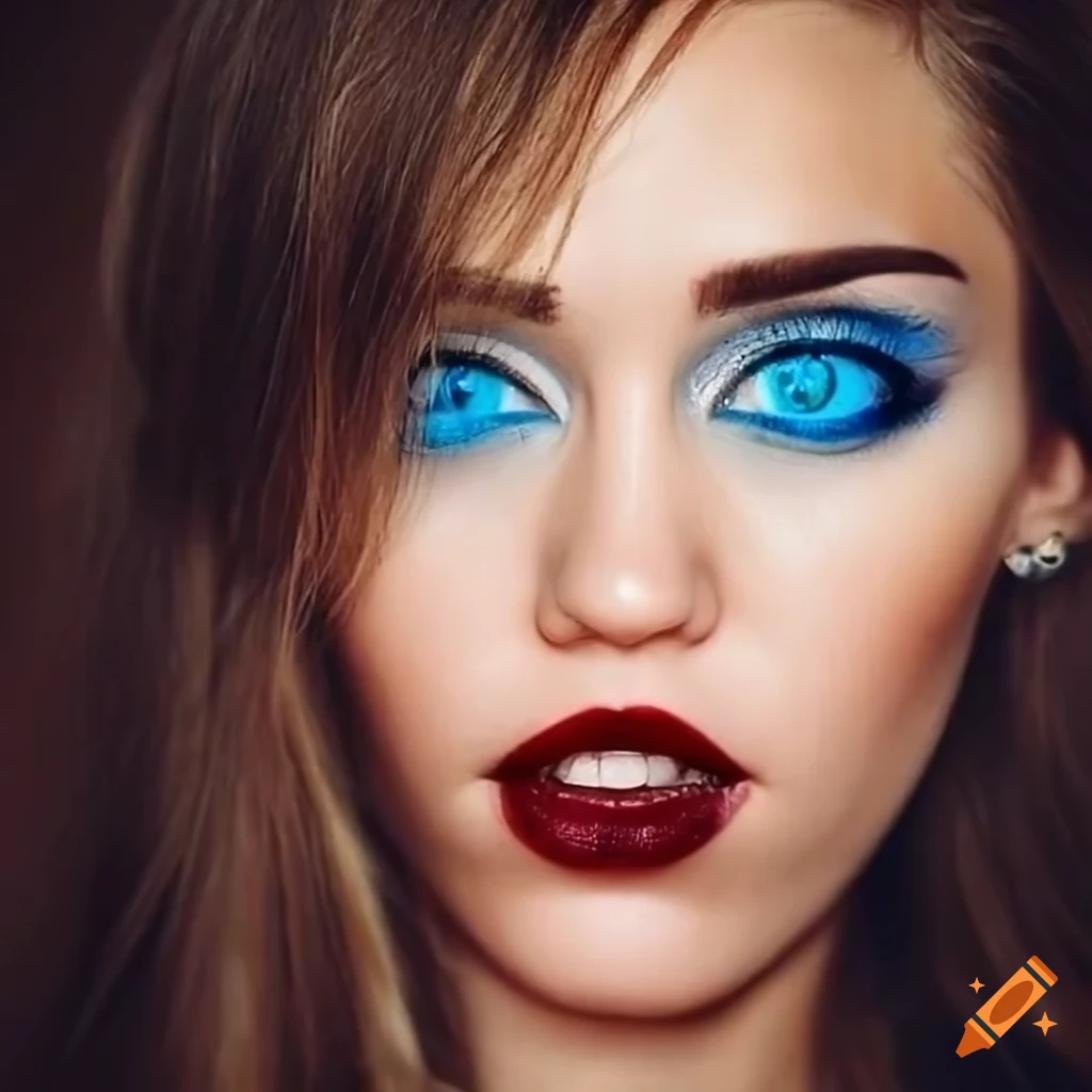 Portrait of a beautiful woman with tan skin and blue eyes on Craiyon