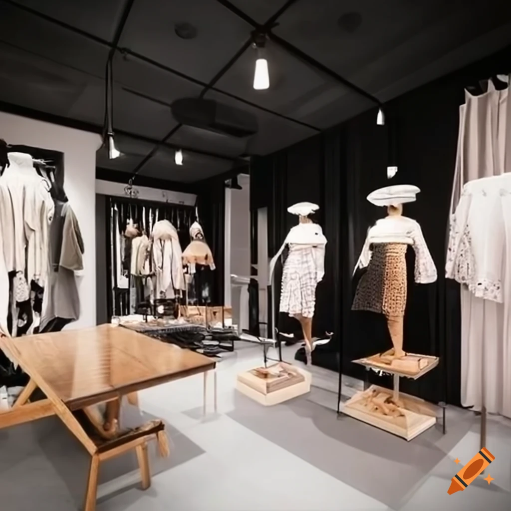 Hyperrealistic image of a minimalistic pop-up shop selling clothes on  Craiyon