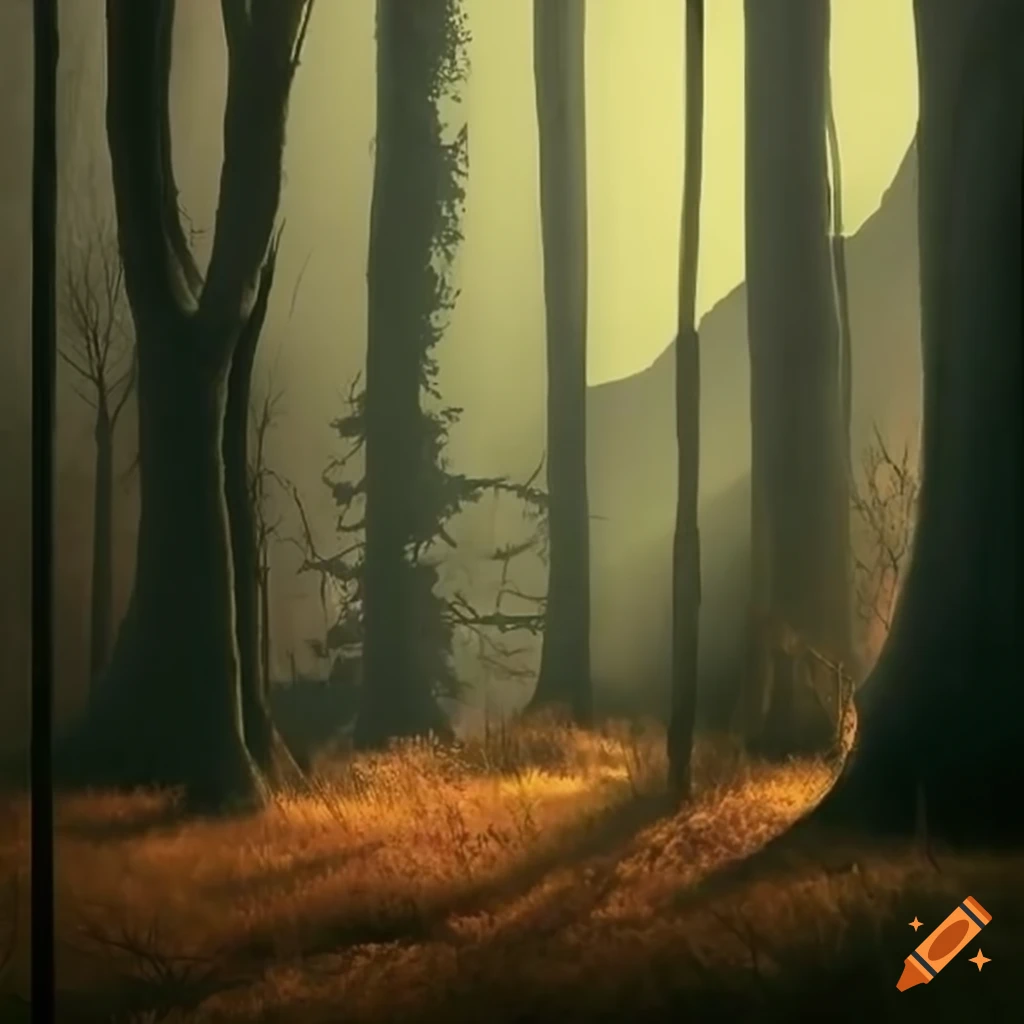 magical landscape with forest and castle