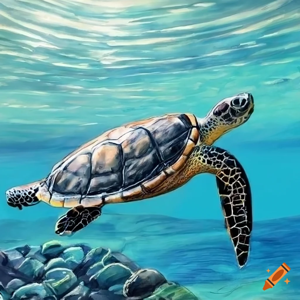 sea tortoise drawing