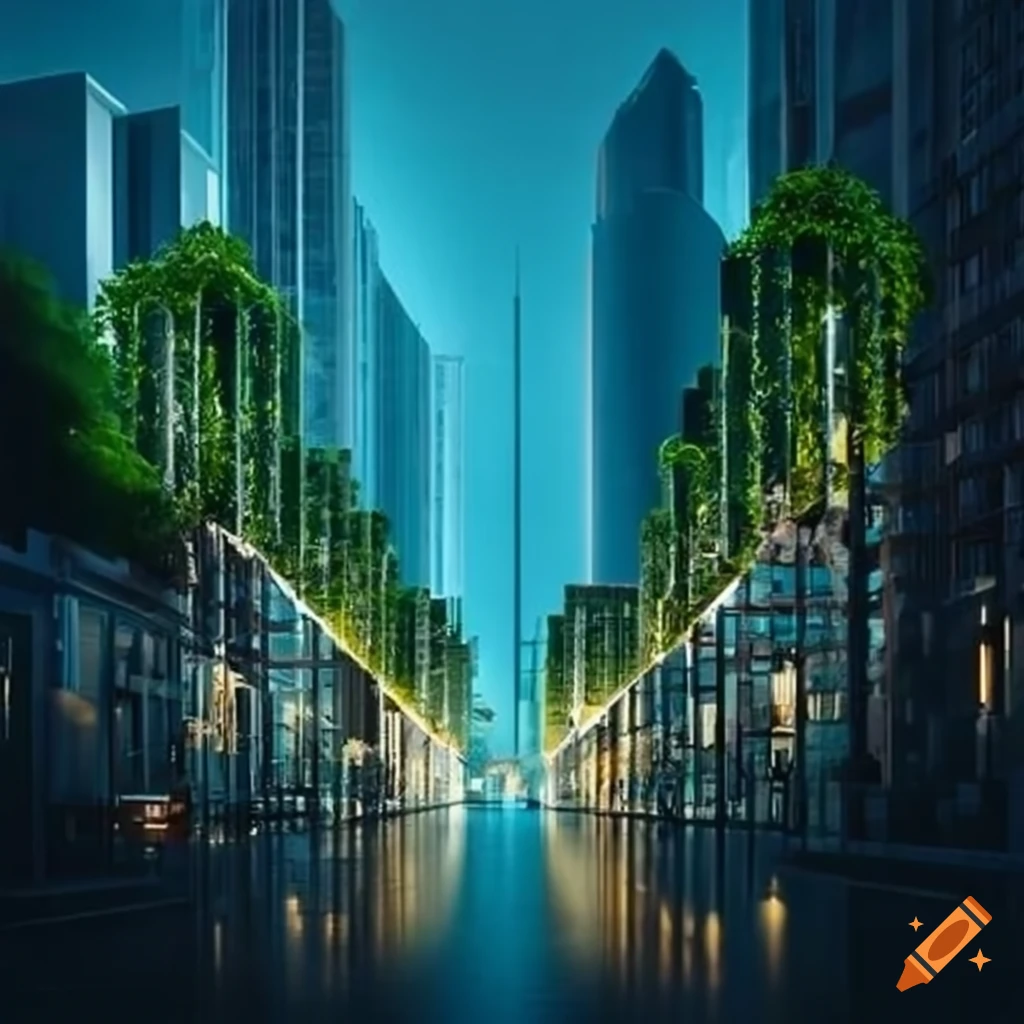 image of a modern eco-friendly city with plants