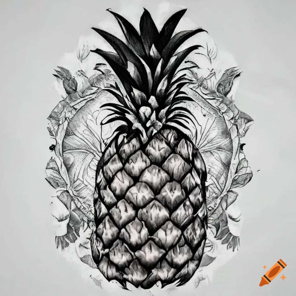 Black pineapple tattoo with exquisite details on Craiyon