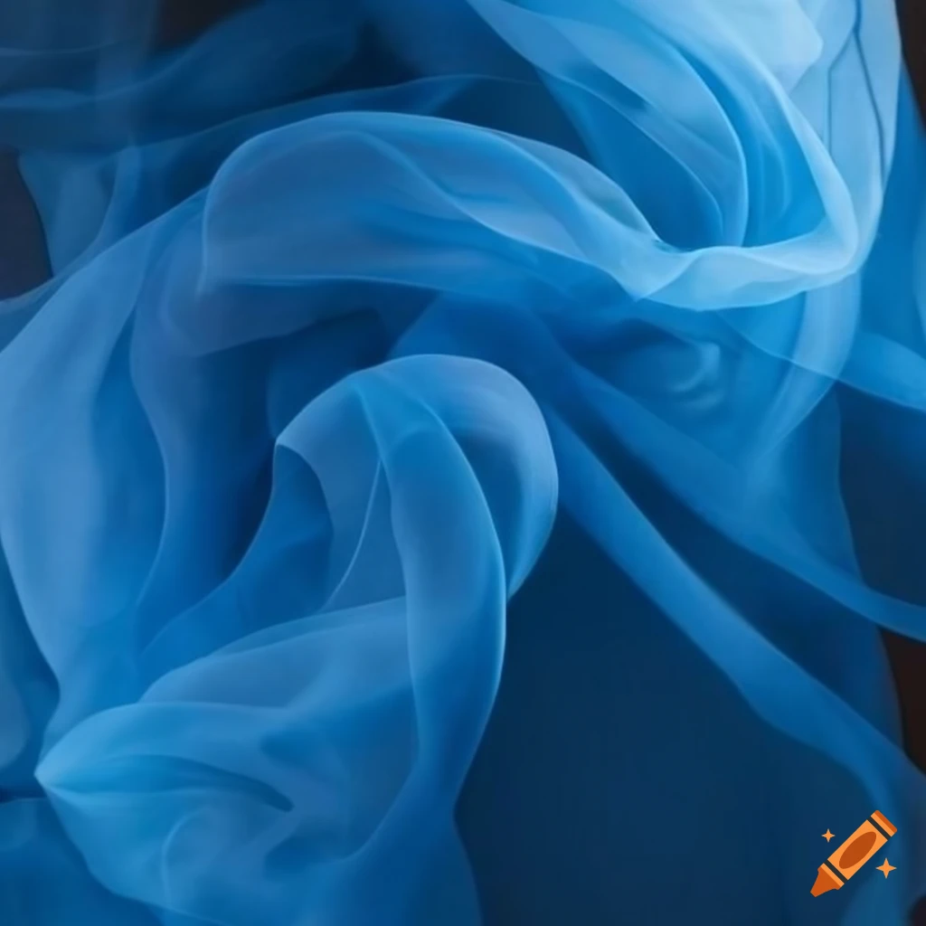 blue organza fabric in motion