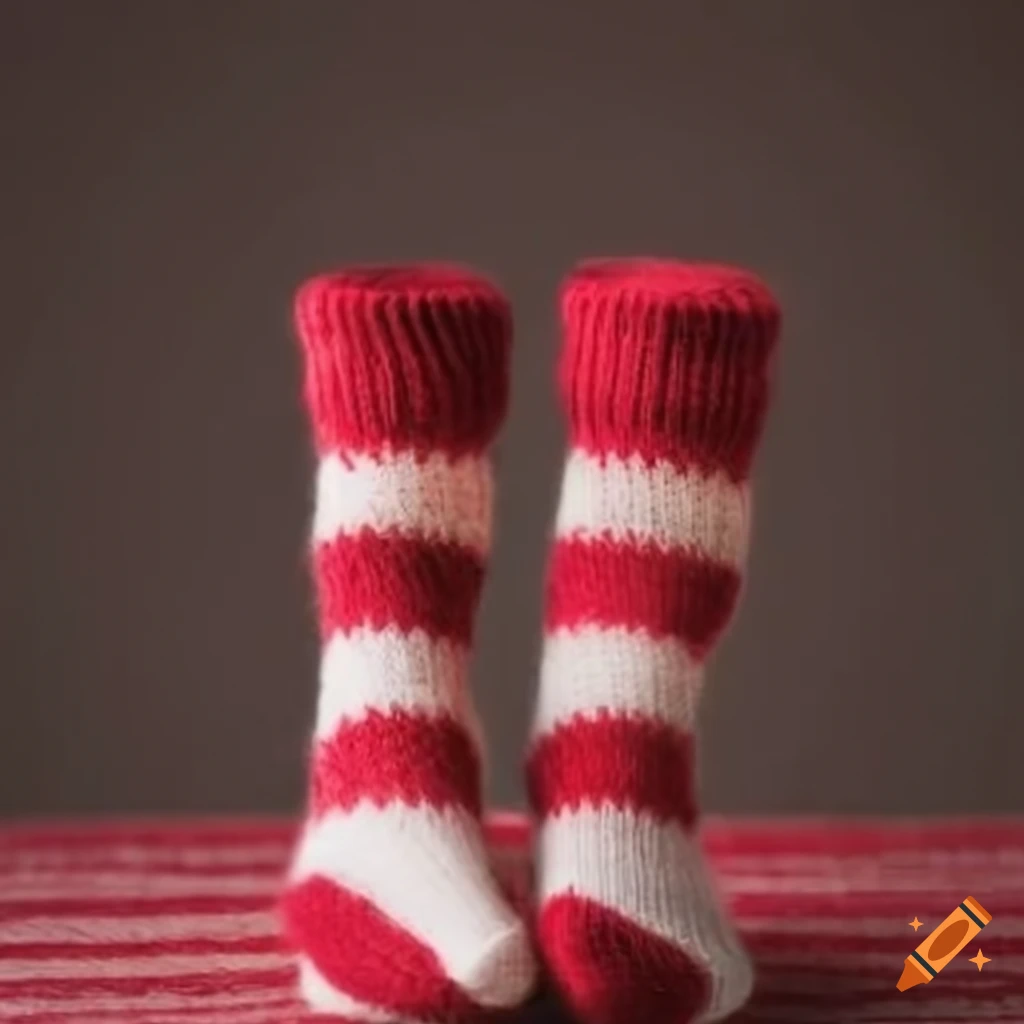 Red and white woolen socks on Craiyon