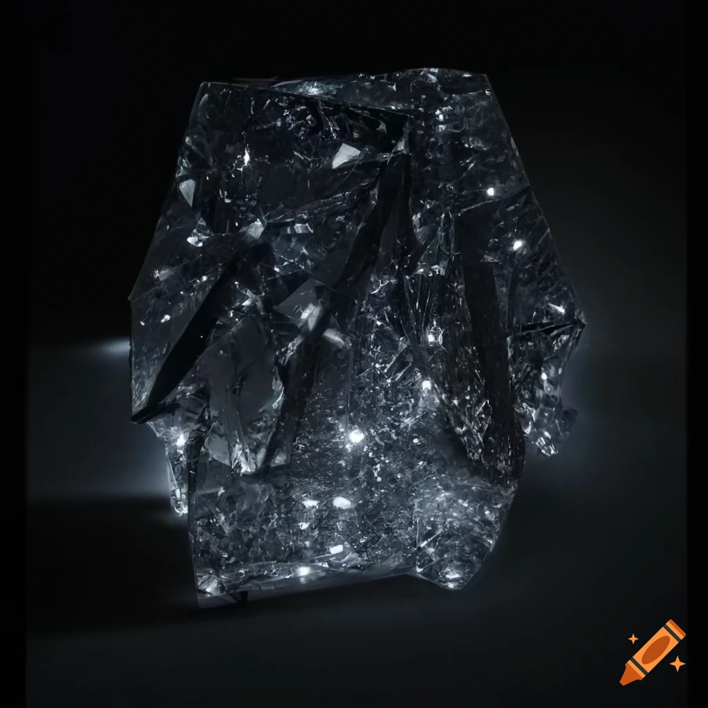 Abstract sculpture with crystallike formations on Craiyon