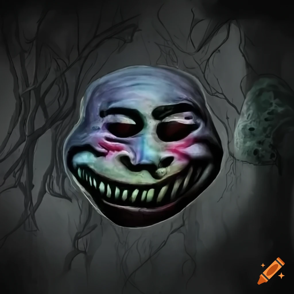 Creepy post-apocalyptic trollface image on Craiyon