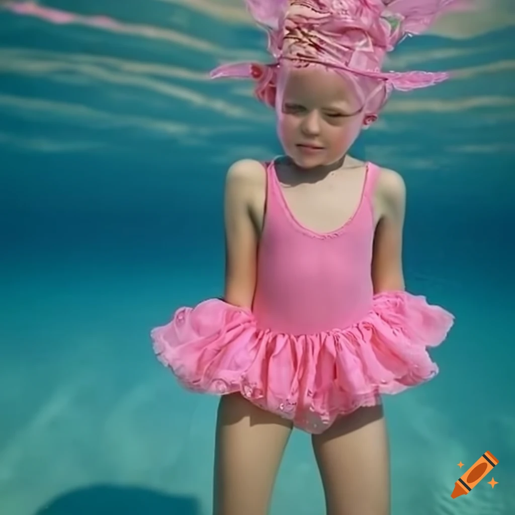 girl in pink frilly swimsuit