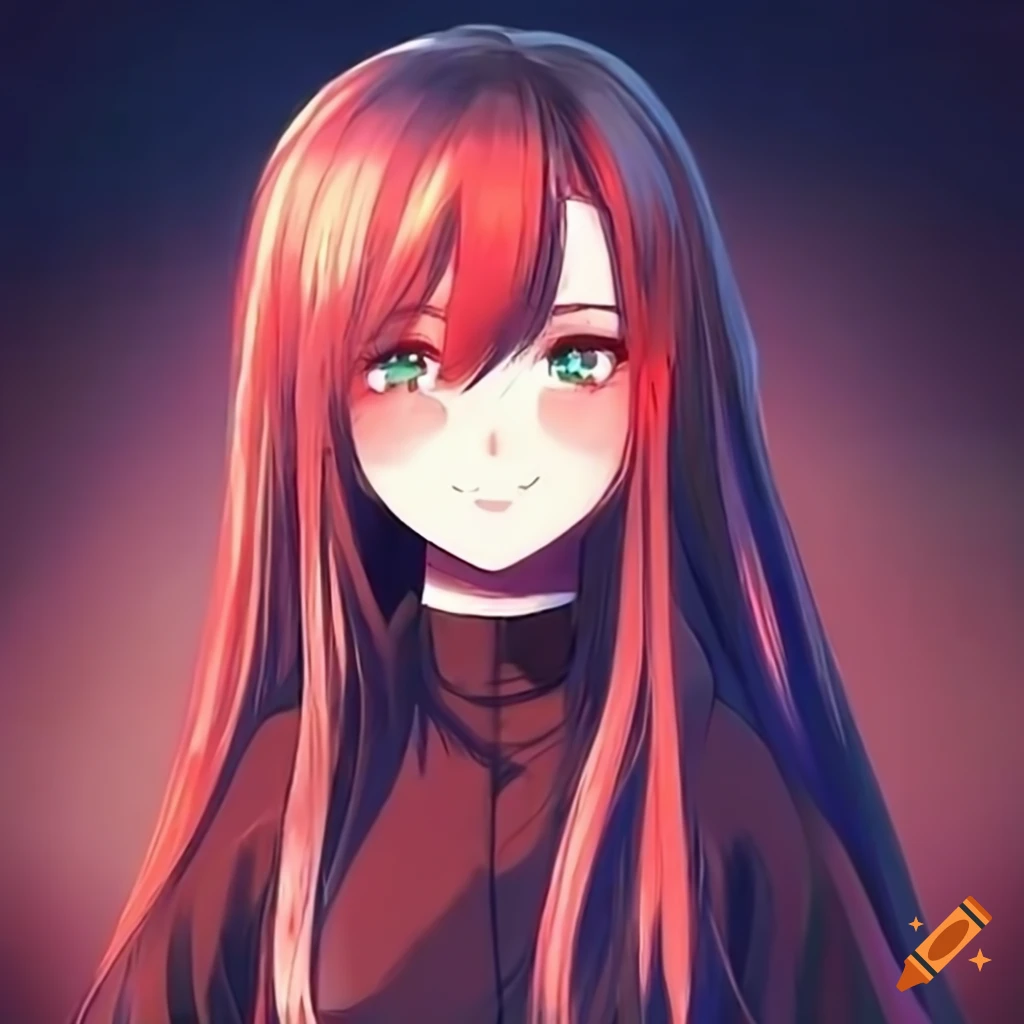 Smiling redhead girl with long hair
