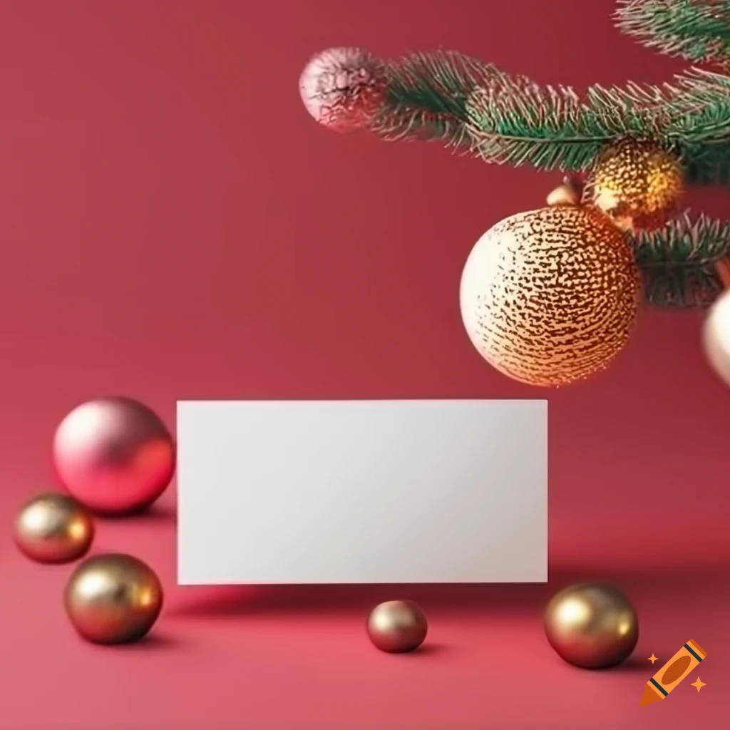 blank card mockup on Christmas background