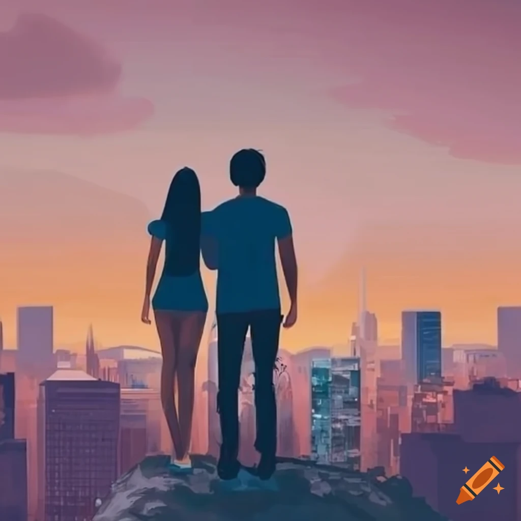 Couple enjoying a city view on Craiyon