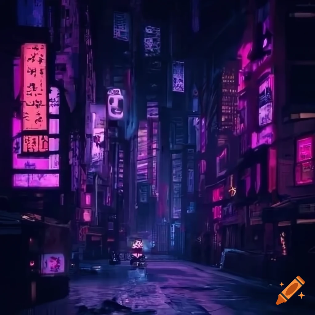 cyberpunk Japanese cityscape