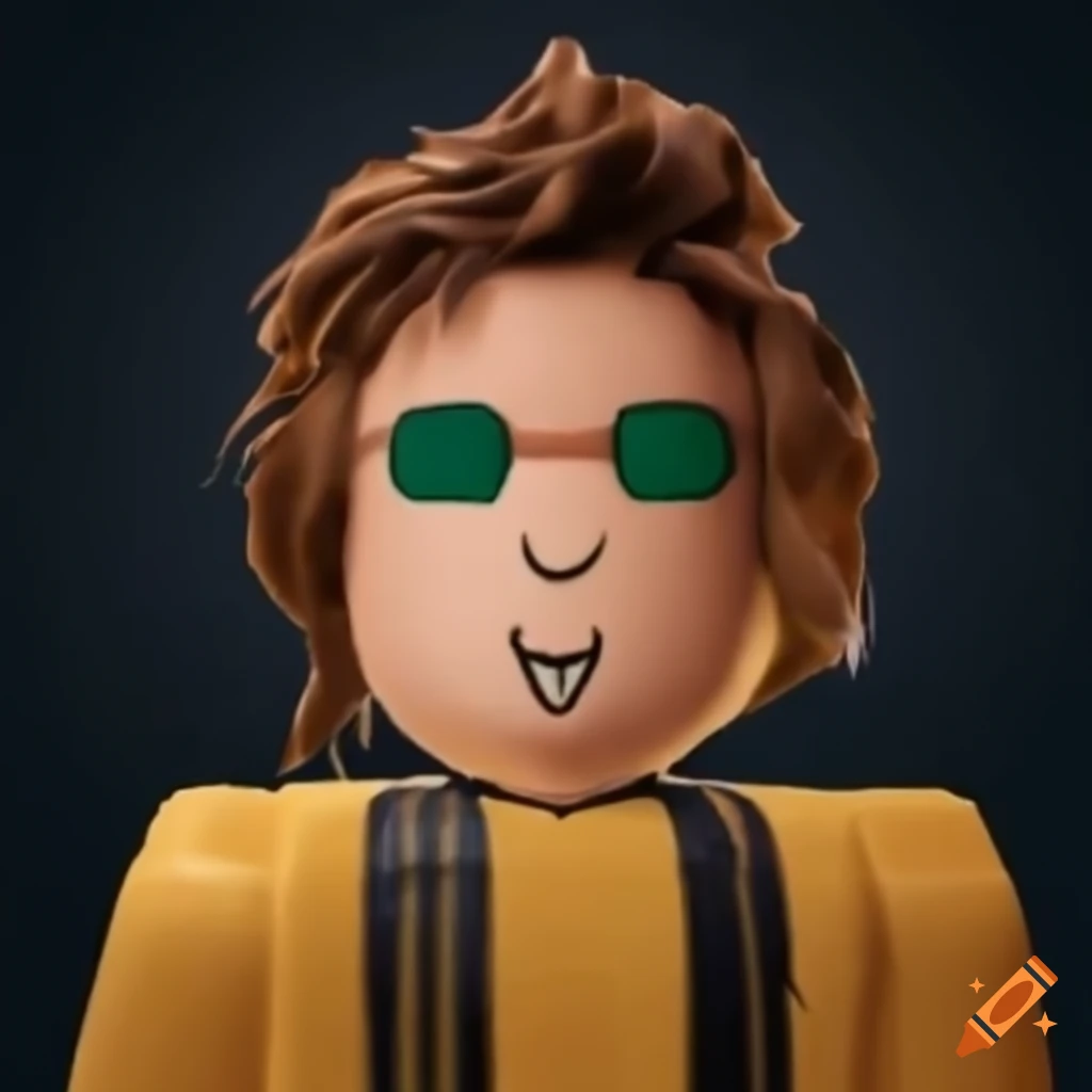 Drawing of a light skinned roblox avatar with spiky brown hair