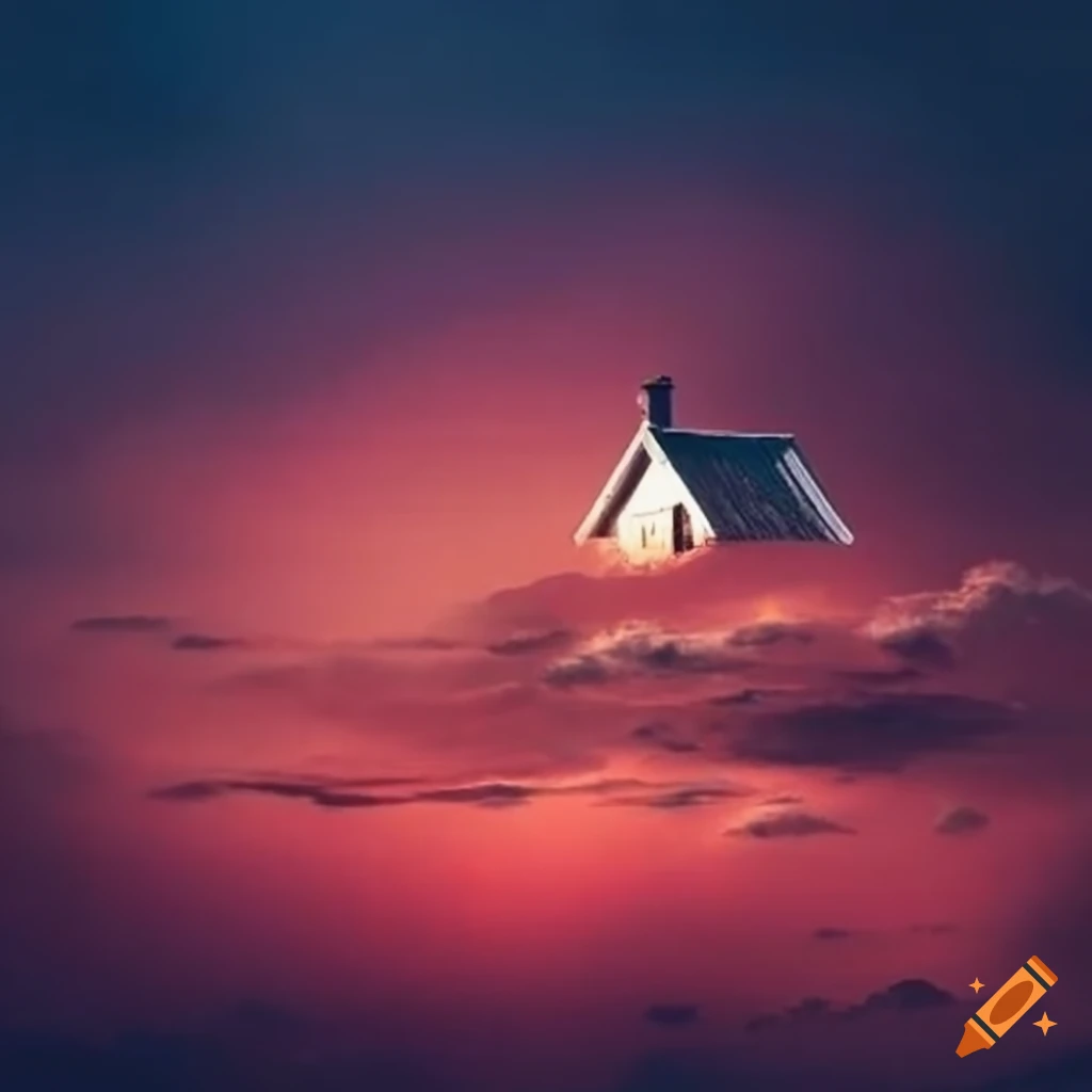a house floating in the sky