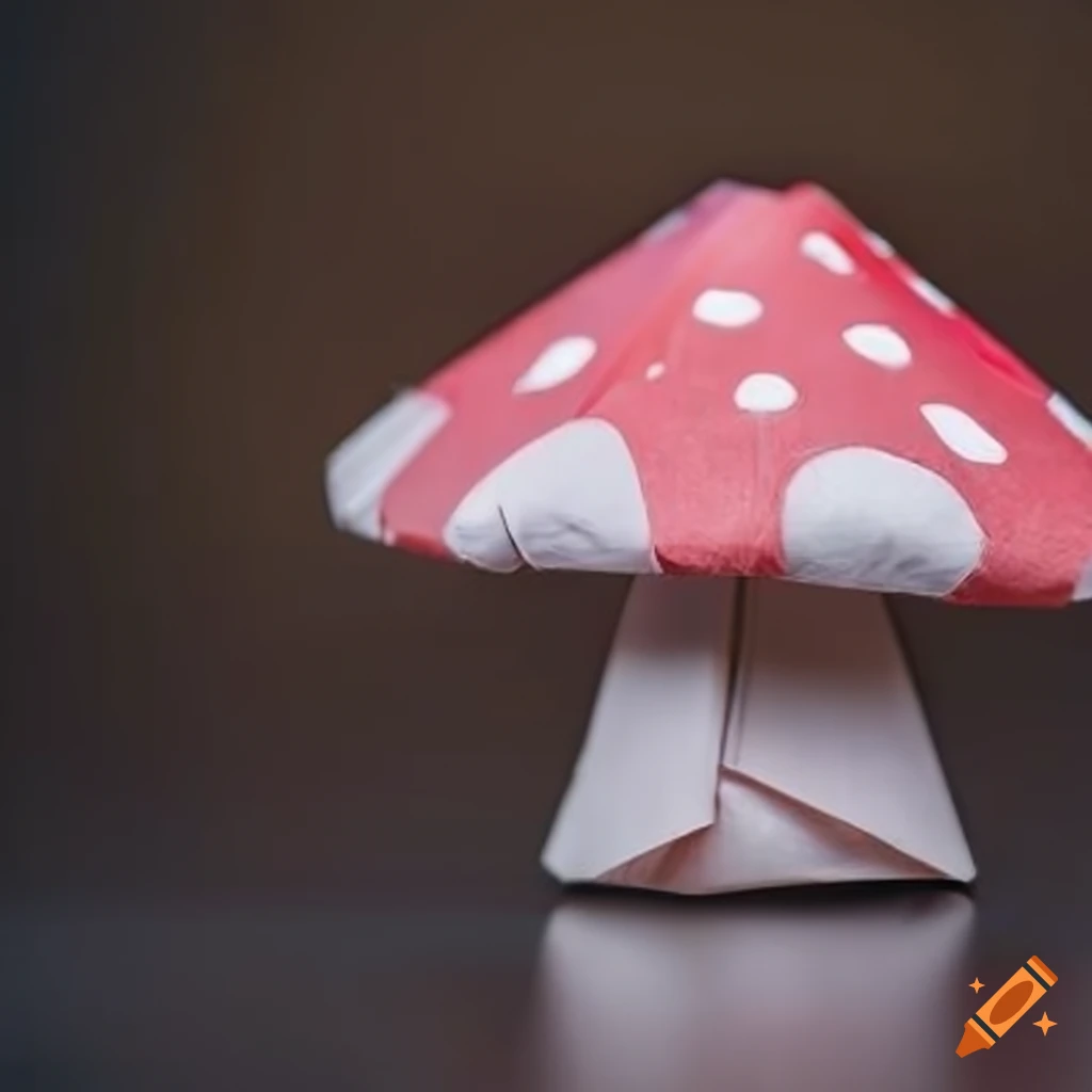 metal background with colourful mushroom origami