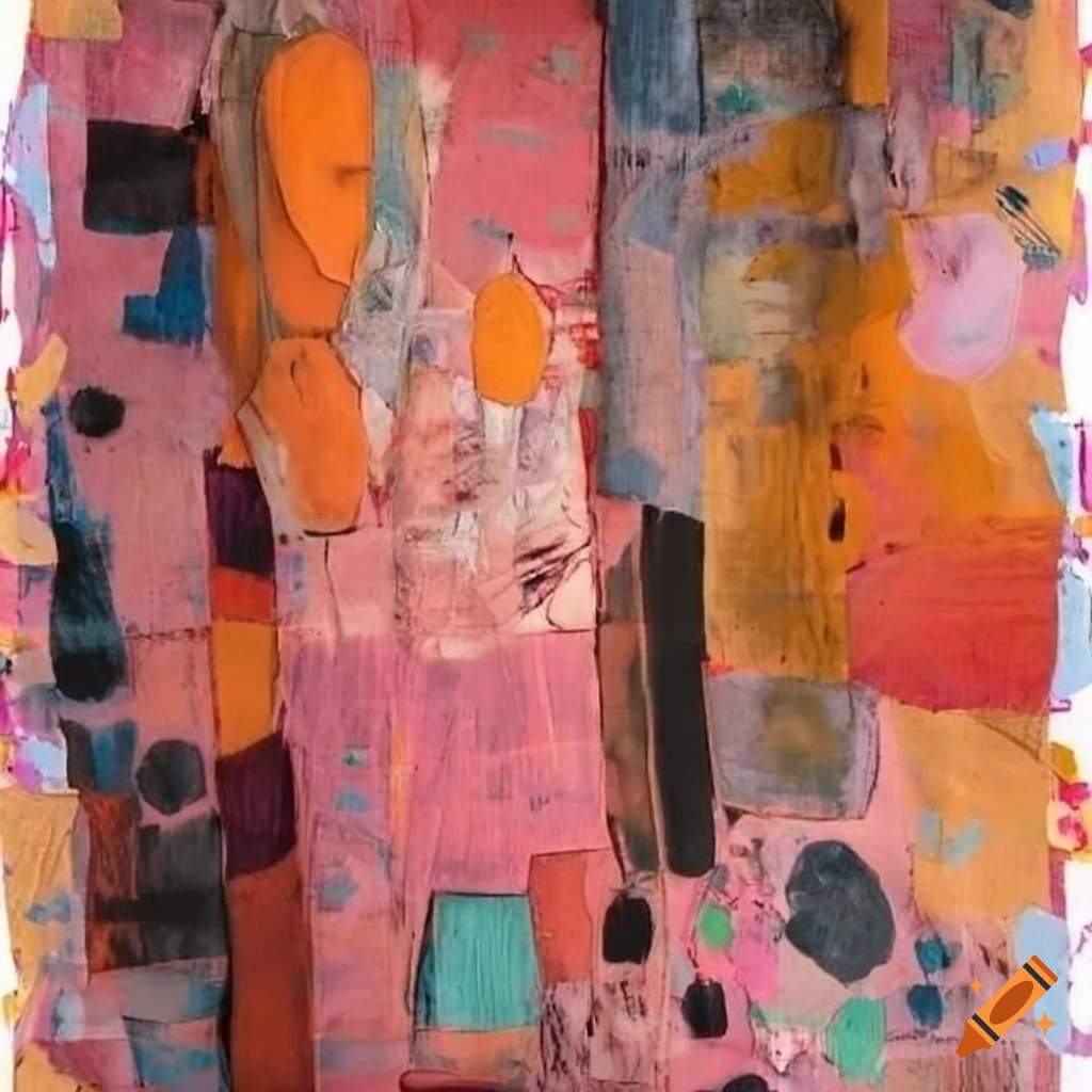 Mixed - media collage abstract painting in the style mark bradford ...