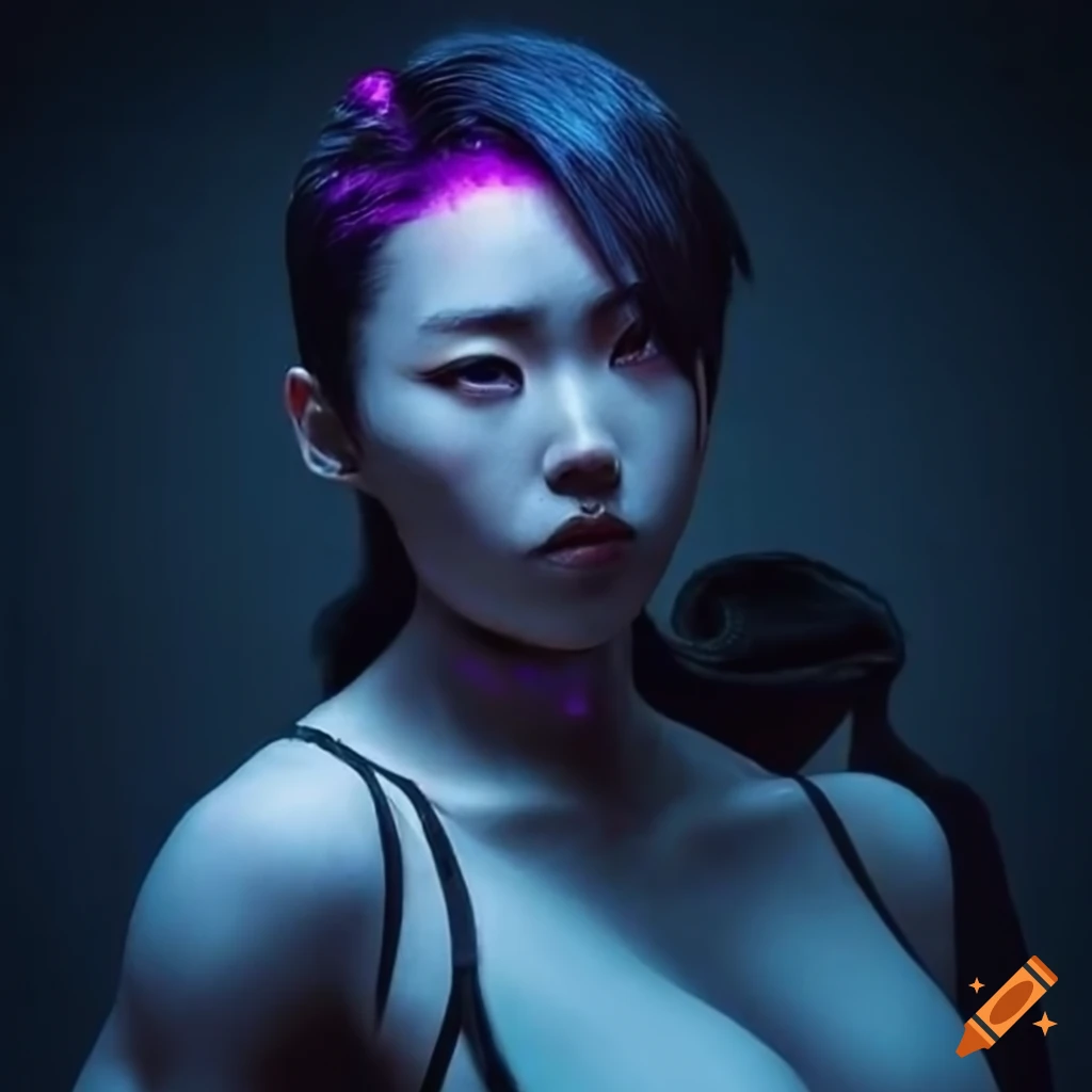 image of a muscular Asian cyberpunk heroine