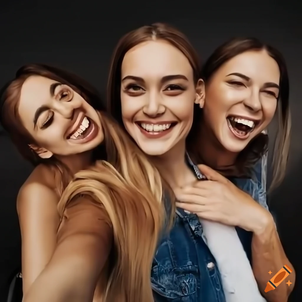 A group of friends taking selfies with different facial expressions and  poses. Generative AI 31550583 Stock Photo at Vecteezy