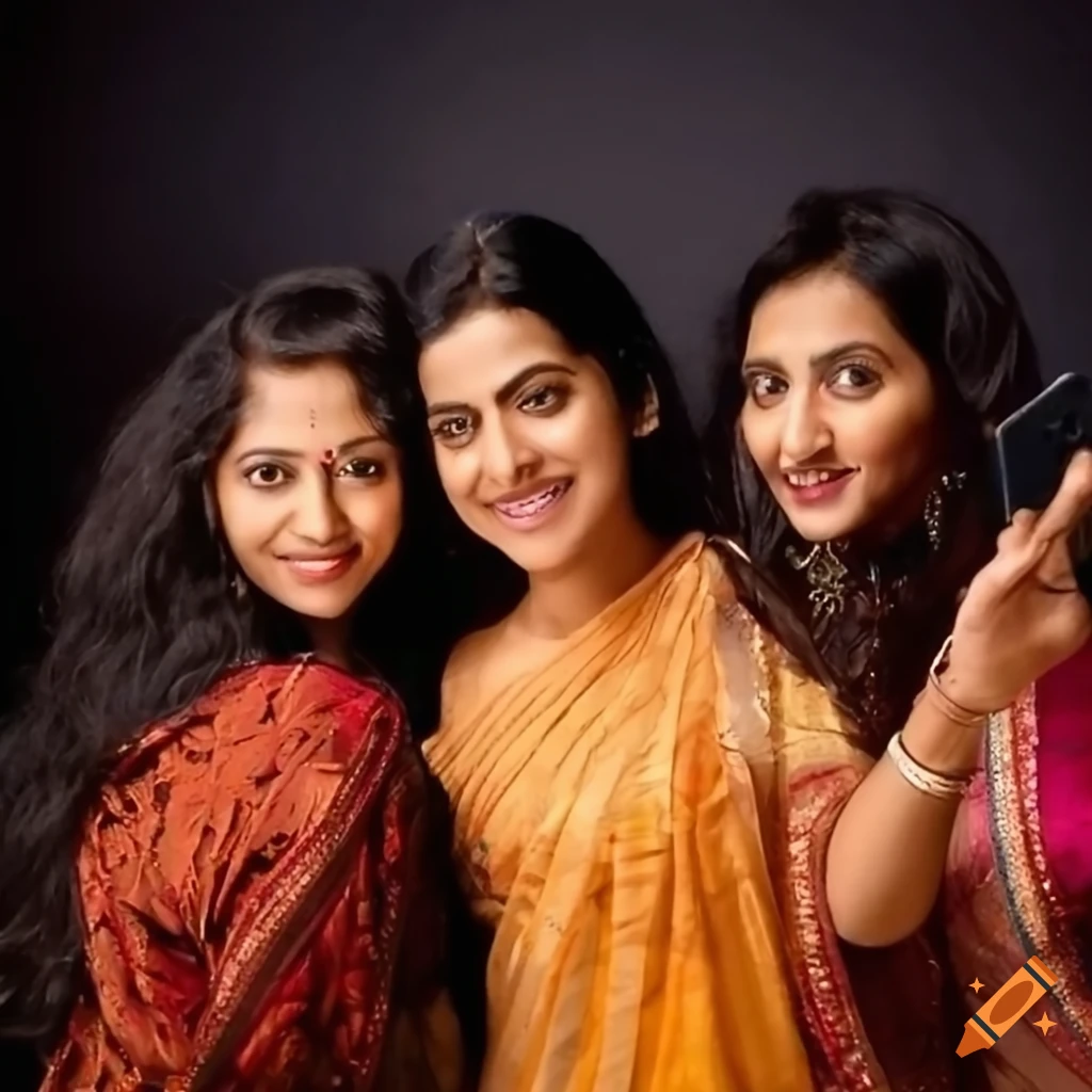 Selfie of three modern indian women on Craiyon