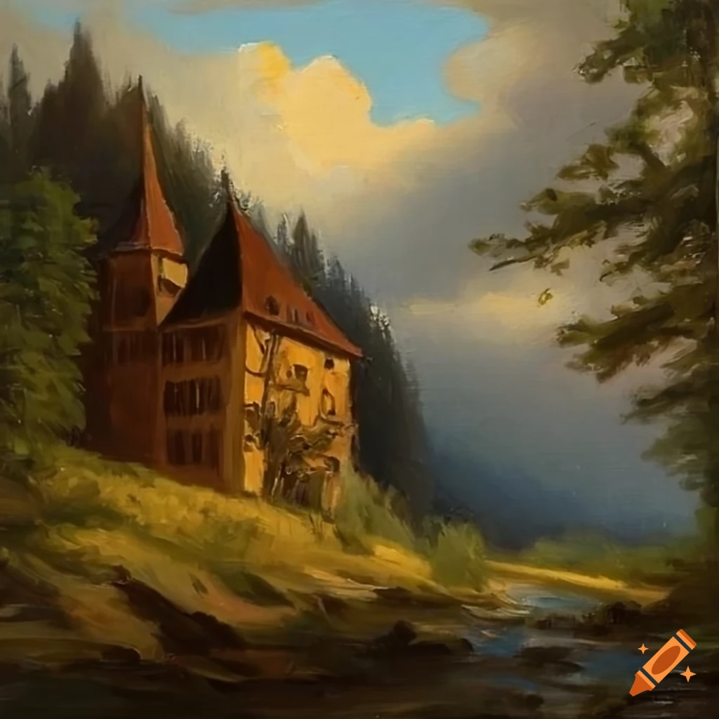 Oil painting of a remote part of germany on Craiyon