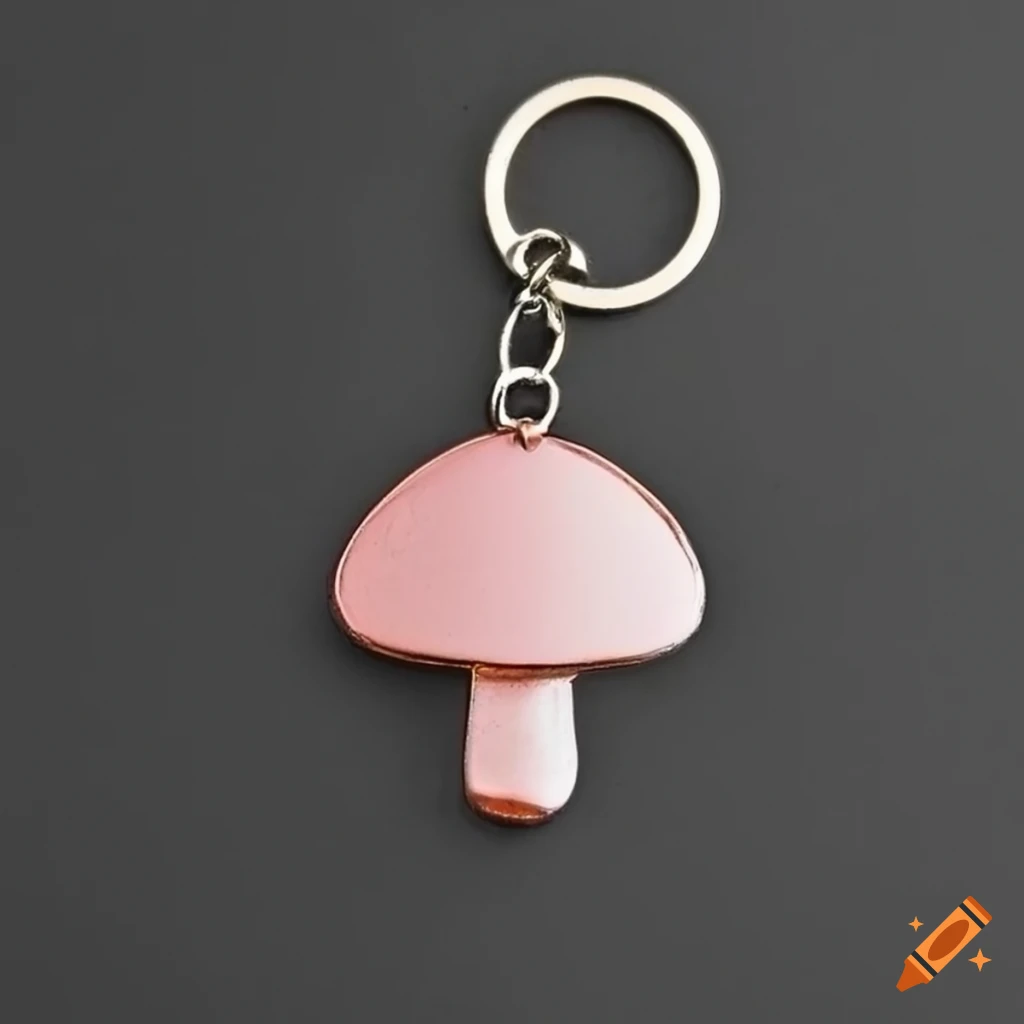 metal keychain in the shape of a mushroom