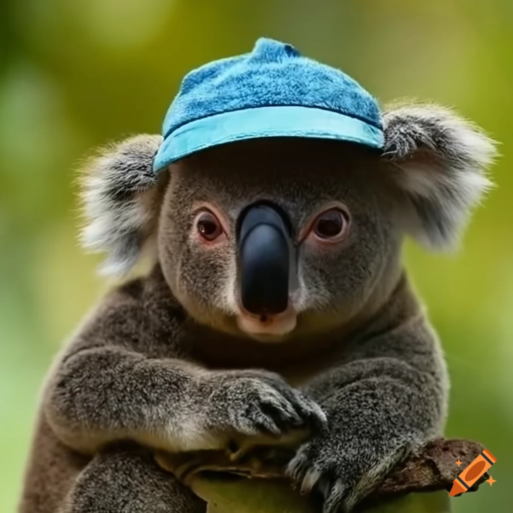 koala wearing a cap and jacket