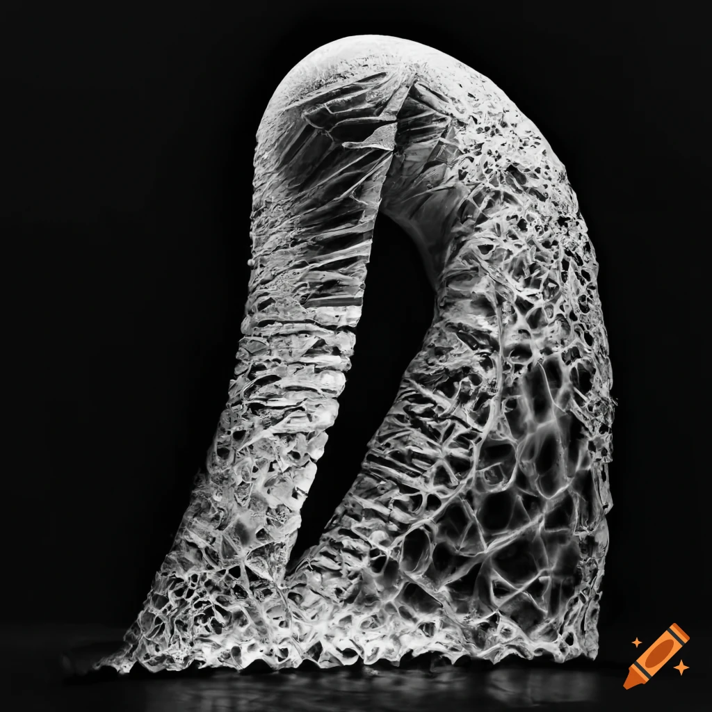 organic sculpture with crystalline protrusions and shadows