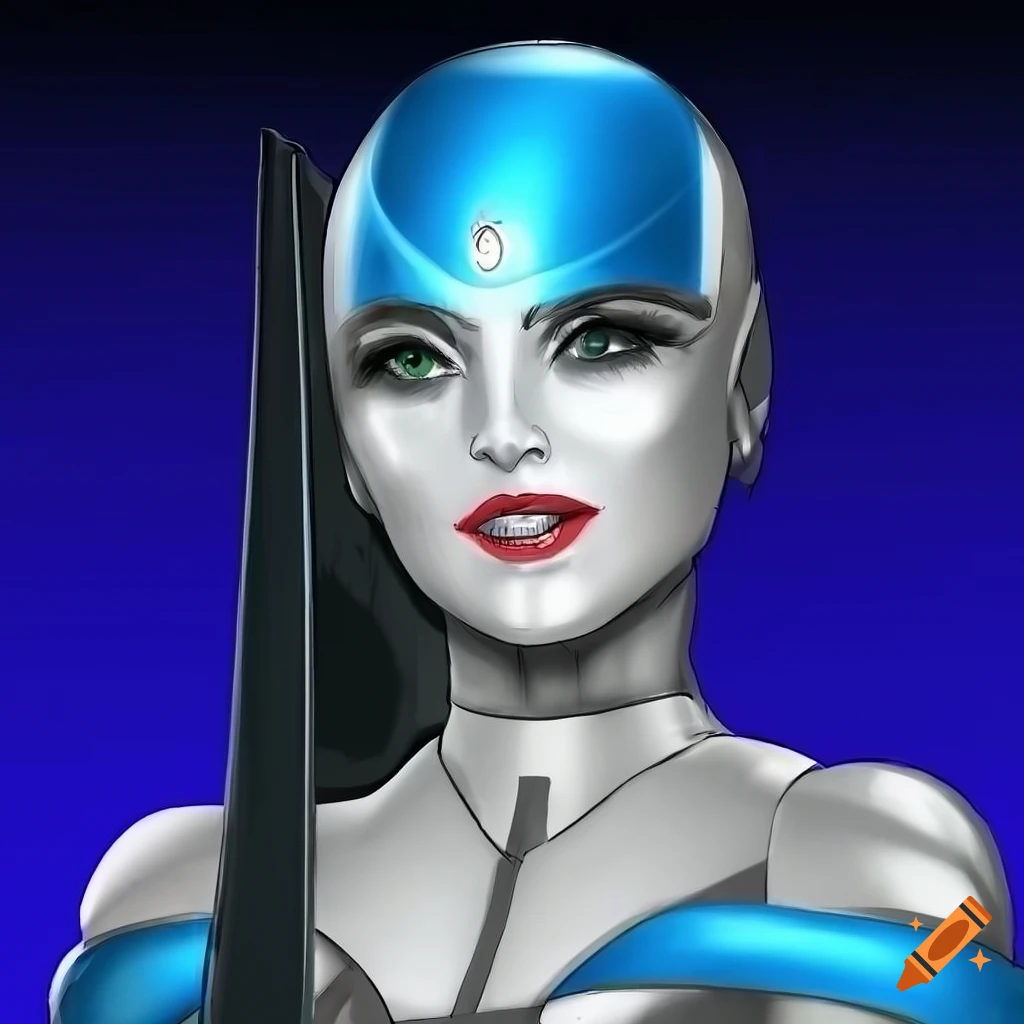 portrait of Nerine Storm Thompson as a metallic android